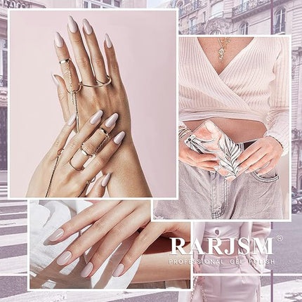 RARJSM Beige Gel Nail Polish, 15ML Neutral GelPolish Skin Tone GelNail Soak Off UV LED Nailpolish Varnish Color Gel Nail Art DIY at Home