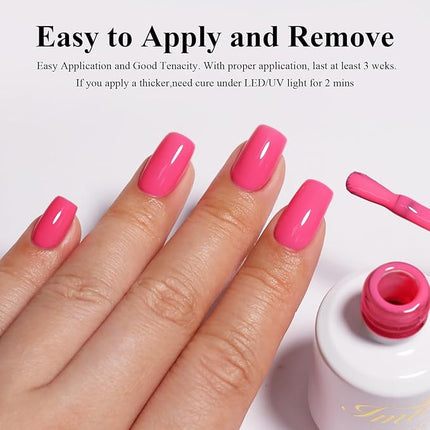 Imtiti Neon Pink Gel Nail Polish, 0.5Fl oz Hot Pink Color UV/LED Soak Off Gel Polish for Spring Summer DIY Nail Art Manicure at Home 1Pcs