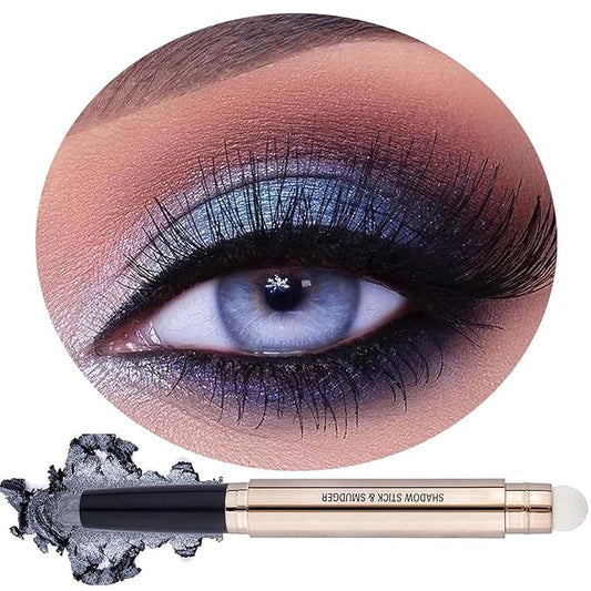 Silver Smokey Grey Gray Eyeshadow Stick, Cream Smooth Single Shimmer Eyeshadow Pencil, Hypoallergenic Waterproof Long Lasting Multi-Dimensional Eye Shadow Highlighter Stick(Moon Silver Shimmer #10)