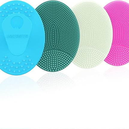 4 Pack INNERNEED Silicone Face Scrubber for Deep Cleansing and Exfoliation – Soft Facial Cleansing Brush, Gentle for All Skin Types, Blackhead Remover, Portable
