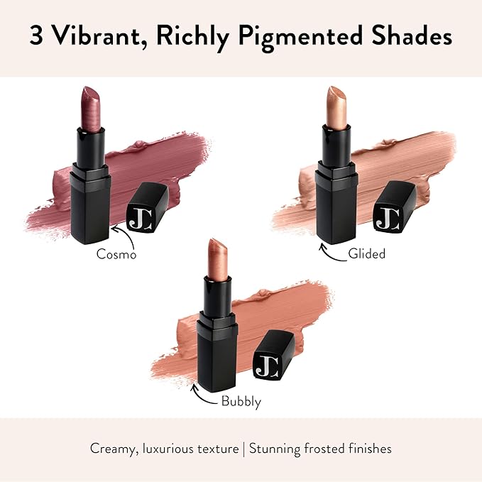 Juwel Cosmetics Frosted Finish Lipstick, Long Wear Moisture-Rich Shades with Natural Minerals, Matte Lipstick Contains Shea Butter, Grapeseed & Avocado Oils, Lead-Free, Cosmo