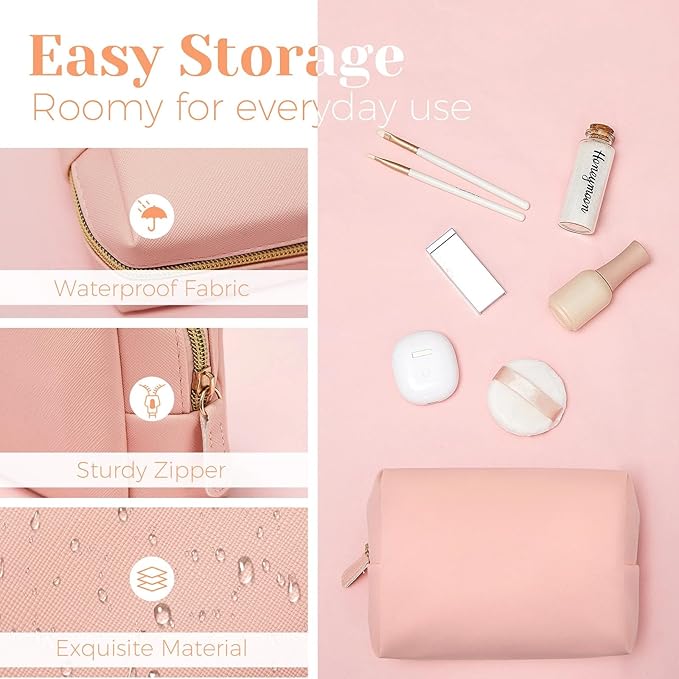 8 Pcs Makeup Bag Pu Leather Cosmetic Pouch Waterproof Small Toiletry Bag Portable Cosmetic Organizer Water Resistant Storage Purse for Lady Women Daily Storage Travel Organizer (Soft Colors,Large)