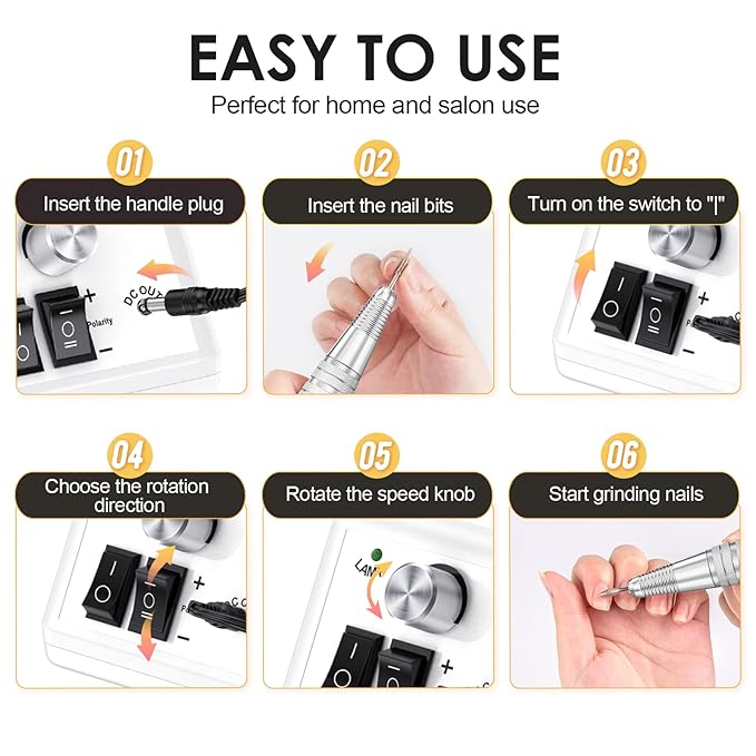 Subay 30,000rpm Efile Nail Drill, Electric Nail File with 106pcs Sanding Bands and Nail Drill Bits Pedicure Manicure Tools for Acrylic Nails,Thick Nails for Nail Salon Supplies Home Use, White