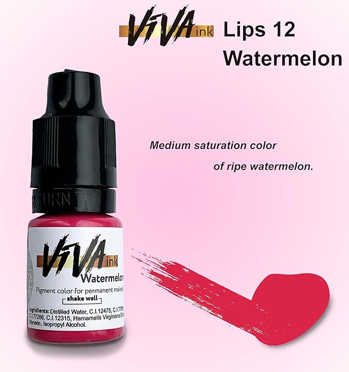 Lip Pigment – Watermelon – Permanent Lip Makeup – Microblading Ink for Durable and Colorful Lips – Long Lasting Color Lip Cosmetics (0.2 oz)