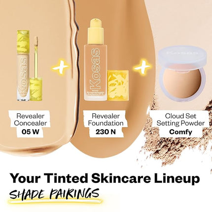 Kosas Revealer Concealer - Medium Coverage Makeup with Hyaluronic Acid, Conceals Dark Circles Under Eyes, Dark Spots and Blemishes + Brightens, Hydrates, Long-Lasting & Vegan, (Tone 05 W)