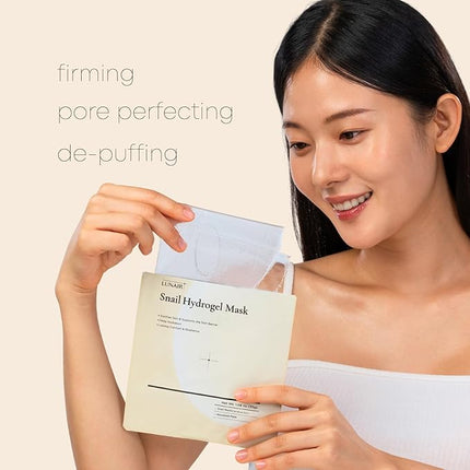 Lunair Snail Hydrogel Face Mask with Microhole Technology – Soothing & Repairing Korean Skincare Sheet Mask for Deep Hydration, Skin Barrier Support & Anti-Aging (5 Sheets)