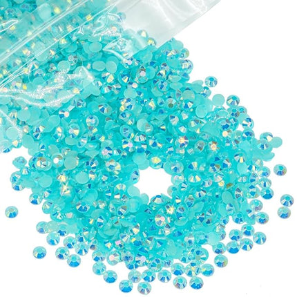 1280PCS 6mm Aquamarine AB Resin Rhinestones for Crafts Lake Blue Flatback Jelly Rhinestones Bulk SS30 Non-Hotfix Stones Diamonds Crystals Gems for Mugs Tumblers Bottles Cups DIY Crafts Decoration etc