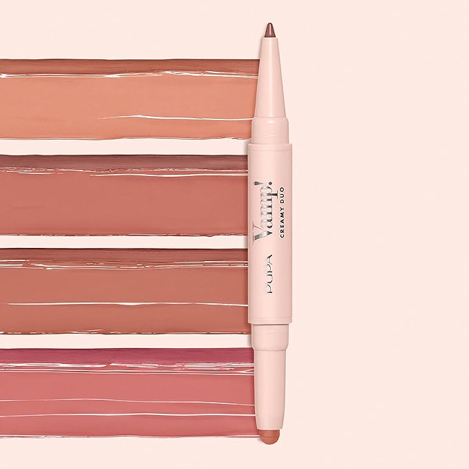 Pupa Milano Vamp! Creamy Duo, 005 Deep Nude, 1 Pc - 2 in 1 Lipstick and Lip Pencil - Long Lasting - Lightweight - No-Transfer - Smooth Texture - Highly Pigmented