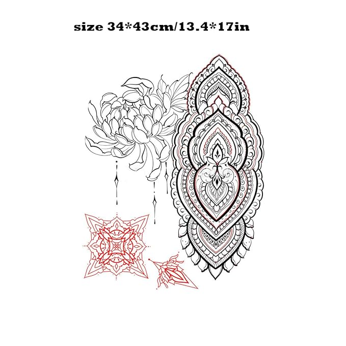 Large Temporary Tattoos Women Temporary Neck Tattoos Temporary Realistic Flower Chest Tattoo for Adults (Temporary Tattoos Sticker 60)