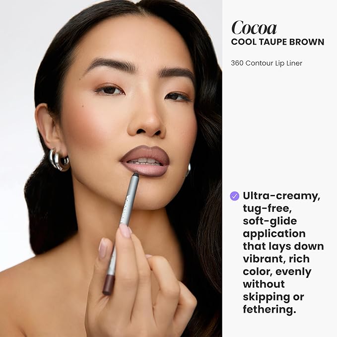 Wonderskin Lip Liner Pencil - 360 Contour Lipliner, Long Lasting, Sharpenable Lip Pencil, Waterproof and Transfer-Proof Nude Lip Liner (Cocoa)