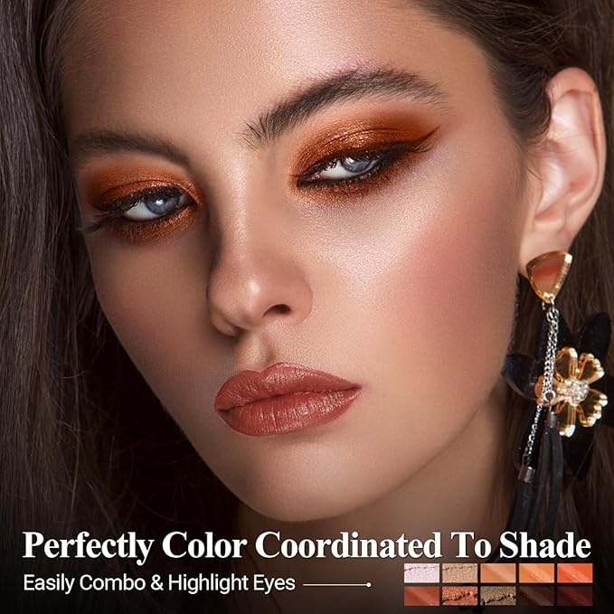 10PCS Eyeshadow Stick,Shimmer And Matte Brown Metallic Cream Eyeshadow Pencil Crayon with Smudge-proof & Waterproof,Eye Brightener Stick