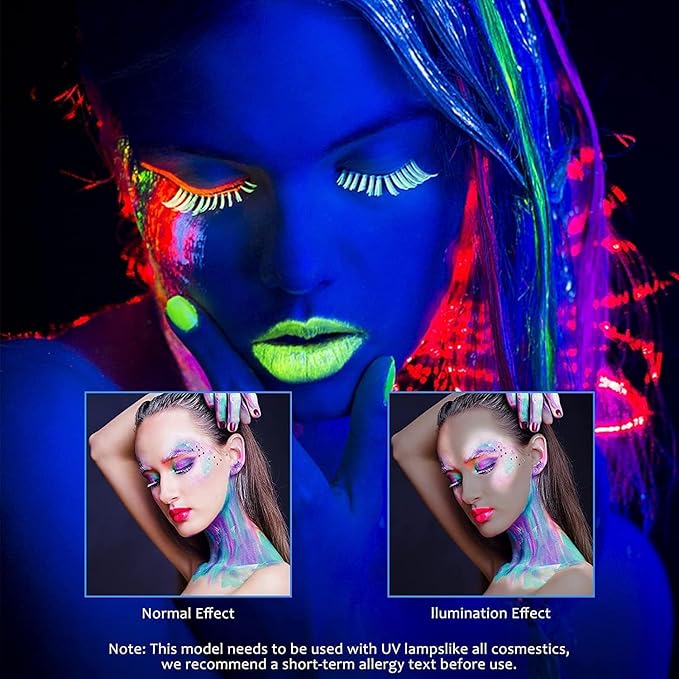 6Pcs Glow in The Dark Body Face Paint Neon Glow in The Black Light UV Fluorescent Crayons Paint Sticks Makeup Kit for Kids Adults Halloween Masquerade Mardi Gras Blacklight Birthday Party