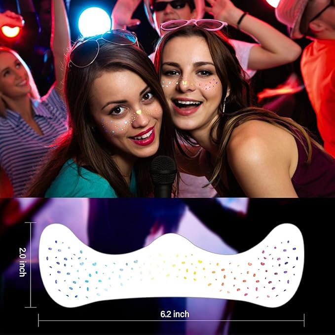 10 Pcs Holographic Multicolor Glitter Freckles, Glow Up Laser Silver Glitter Freckles Face Tattoo, Waterproof Face Sparkle Freckles, Long-lasting 48h Temporary Tattoos for Women