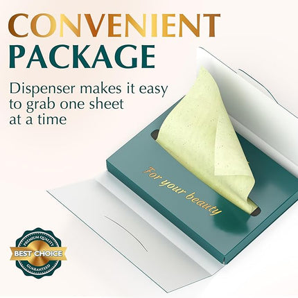 Natural Green Tea Oil Blotting Sheets for Face - 25% Larger - 3pk/300 Makeup Friendly Blotting Papers for Face - Easy Dispensing Oil Absorbing Sheets