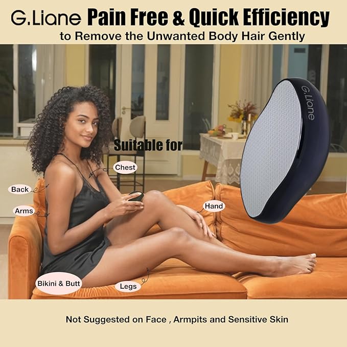 Crystal Hair Eraser,Upgraded Painless Crystal Hair Remover,Effective Nano Glass Hair Removal Device and Skin Exfoliation,Body Epilator for Women and Men(Black)