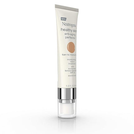 Neutrogena Healthy Skin Anti-Aging Perfector Tinted Facial Moisturizer and Retinol Treatment with Broad Spectrum SPF 20 Sunscreen with Titanium Dioxide, 50 Tan to Medium, 1 fl. oz (Pack of 2)