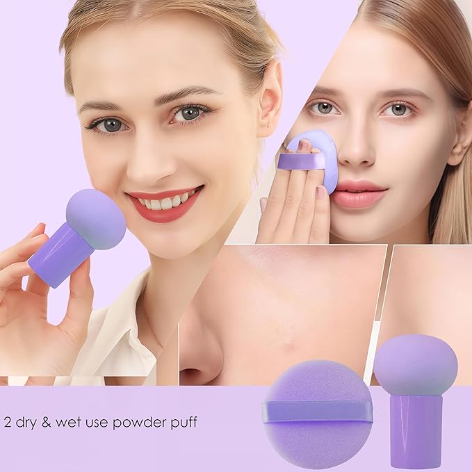 30 Pcs Makeup Brush Set with 12 Pcs Blending Sponge & Mirror - Premium Synthetic Kabuki Foundation Powder Concealer Eyeshadow Blush Brushes Kit - Cosmetic Tools (Purple 30 Pcs Set)