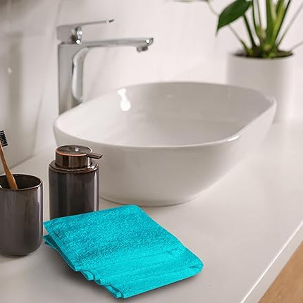 Softolle 100% Cotton Washcloths 24 Pack (12x12 Inches) Soft, Highly Absorbent Washcloth, Face Towels, Wash Cloths for Face, Ring Spun, Bulk Pack (Turquoise)