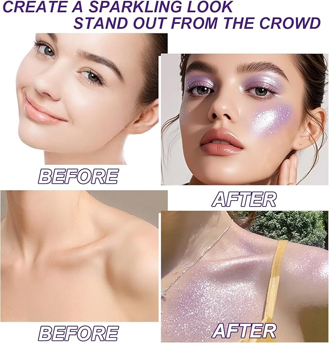 Hair and Body Glitter Spray, 1PC Sparkling Purple Hair Glitter Extra Fine Face Shimmer Powder for Clothes, Festival Loose Sparkle Powder for Rave Clothes Nail Art Easter Halloween Crafts (Purple)