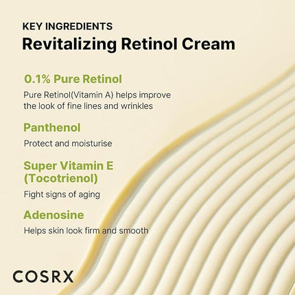 COSRX Retinol 0.1% Cream, 0.67 Oz, Anti-aging Eye & Neck Cream with Retinoid Treatment to Firm Skin, Reduce Wrinkles, Fine Lines, Signs of Aging, Gentle Daily Korean Skin Care