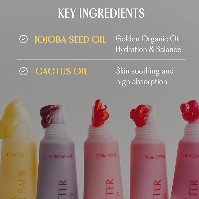 PINKWONDER Jojoba Lip Butter (04 Mute Burgundy) | Hydrating Lip Balm with Organic Jojoba Oil | Non-Sticky Lip Gloss for Dark Lips | Korean Lip Balm