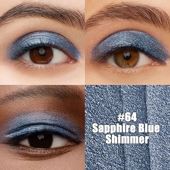 Sapphire Blue Shimmer Cream Eye Shadow Stick Makeup for Women, Blue Shimmer Eyeliner Pencil Eyeshadow Brightener Stick for Eyes, Waterproof Eyeshadow Applicator Blendable sombras para ojos 64