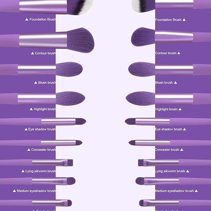 Makeup Brushes 22 Pcs Makeup Kit,Foundation Brush Eyeshadow Brush Make up Brushes Set (Purple, 22 Piece Set Large)