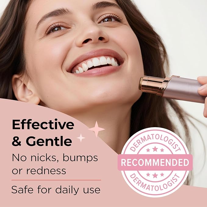 Facial Hair Removal for Women: Electric Face Razor with LED Light - Painless & Instant Results Mini Shaver for Travel Use