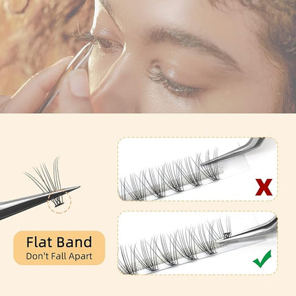 QUEWEL Cluster Lashes 240Pcs Individual Lashes 10D 0.10D Curl 12mm Knot-Free Lash Extensions Clusters Lashes Soft&Natural False Eyelashes Individual DIY Eyelash Extension at Home(10D 0.10D 12)