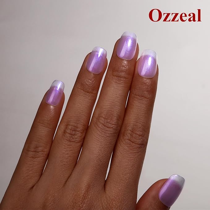 Pearl Gel Nail Polish, Purple Transparent Shimmer Shell Nail Gel Polish Glitter Mermaid Gel Polish Iridescent Pearlescent Sparkle Spring Summer Nail Polish Soak Off Led UV Manicure 15ML