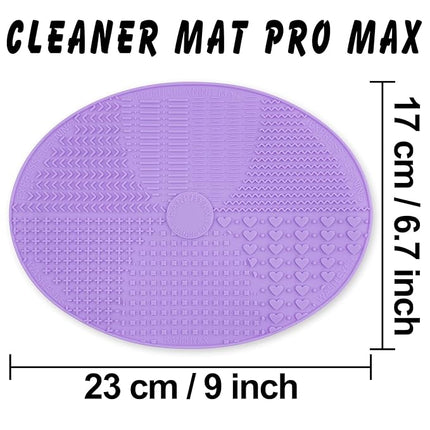 Makeup Brush Cleaner Mat Silicone Brush Cleaning Mat Big Size Make Up Brush Clean Pad with Suction Cup for Makeup Brush Cleaning (Purple)