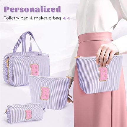 Teen Girl Trendy Stuff - Monogram Personalized Travel Toiletry Bag Makeup Bag | Cosmetic Bag | Gifts for Girls Women Her Mom Bridesmaid Bride Wife Friend Sister Teacher - Lavender B