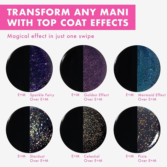 Olive & June Long Lasting Nail Polish Top Coat - Sparkle Fairy | Gel-Like Finish | No Lamp Needed, Lasts up to 10 days | Salon-Quality at Home | Vegan & Cruelty-Free, Chip-Resistant | Iridescent Flake