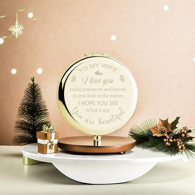 Valentines Day Mirror Gifts for Her Wife, Gift for Wife from Husband to My Wife Compact Mirror, Romantic Gifts for Wife Birthday, Wedding Anniversary, Valentine's Day, Mother's Day