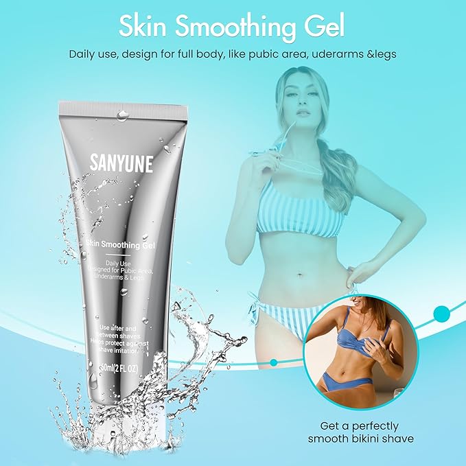 Bikini Trimmer for Women, 2 in 1 Electric Women Pubic Hair Trimmer, Portable Ladies Shaver with 2 Trimmer Heads Waterproof Wet and Dry Use Includes 2 Oz Skin Smoothing Shaving Gel