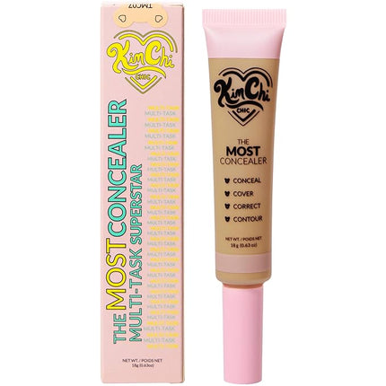 KimChiChic Beauty The Most Concealer | Full Coverage Water Resistant Multi-Use Concealer | Conceal, Correct, Contour & Highlight | Matte Satin Hybrid Finish | Brush Applicator, 0.63 oz, 07-Sand