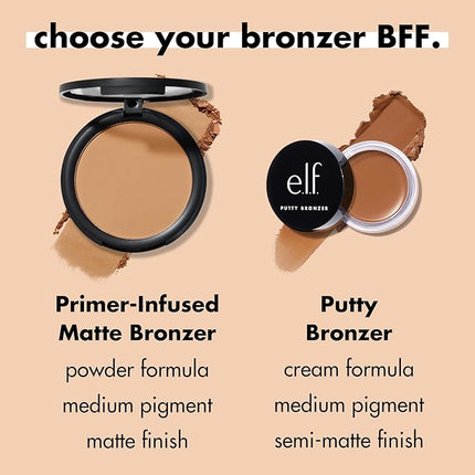 e.l.f. Primer-Infused Bronzer, Long-Lasting, Lightweight & Buildable Powder Bronzer, Delivers A Matte Finish, Vegan & Cruelty-Free, Sun-Soaked