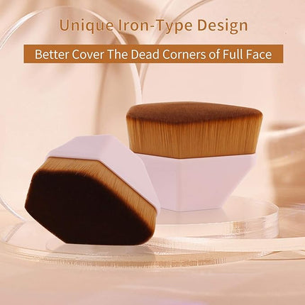 Foundation Brush, Daubigny Iron Type Makeup Brush for Face Blush Liquid Powder Foundation Brush for Blending Liquid, Cream or Flawless Powder Cosmetics with Protective Case (Pink)