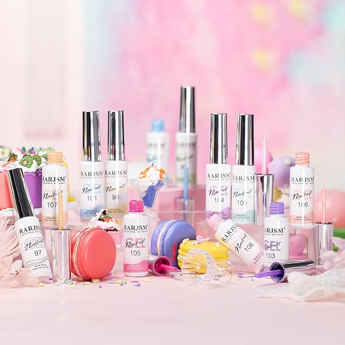 RARJSM Nail Art Gel Liner Painting Polish Set,12 Pastel Colors Spring Summer Collection,Painted Gel Nail Polish Set Build in Thin Brush Soak Off Curing Requires Salon DIY Nail Design Line Art 8ML