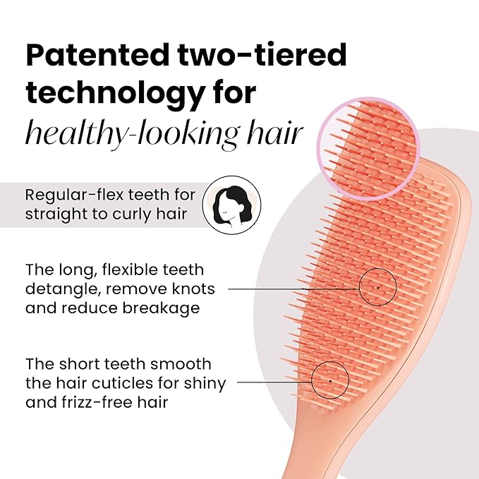 Tangle Teezer Ultimate Detangler Brush for Wet & Dry Hair, Eliminates Knots & Reduces Breakage for All Hair Types, Amazon Exclusive Apricot