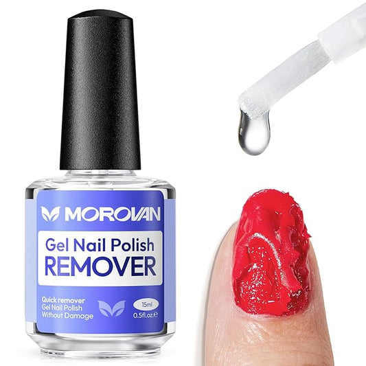 Morovan Gel Nail Polish Remover: Quick Gel Remover for Nails 3-5 Minutes Easy Remover Gel Nail No Need Soaking or Wrapping Less Waste for Home & Salon Use