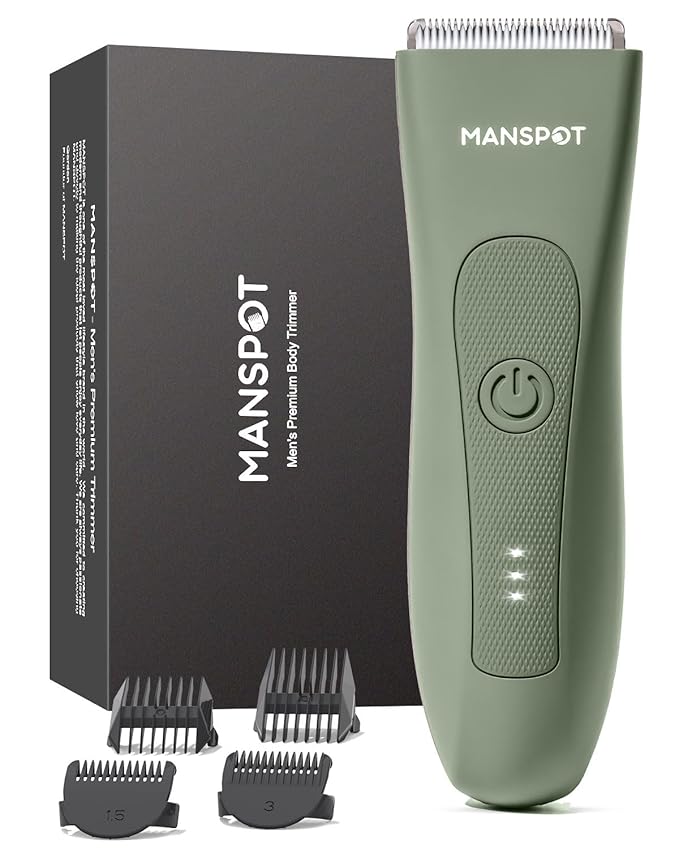 MANSPOT Manscape Hair Finishing Trimmers, Pubic Hair Trimmer for Men and Women, Electric Ball Trimmer Pubic Shaver,Hypoallergenic Ceramic Blade Heads,Waterproof Wet/Dry Groin Shaver,20 Times Usage