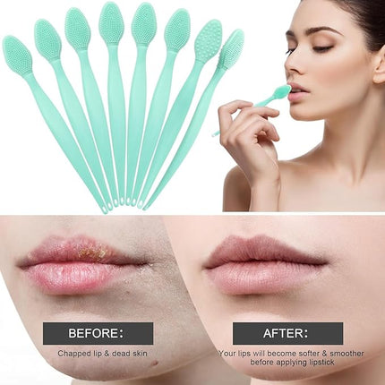 Silicone Lip Scrub Brushes, 20 Pack Double-Sided Exfoliating Lip Brush Soft Silicone Lip Scrubber Exfoliator Tool Blackhead Remover for Skincare (Green)