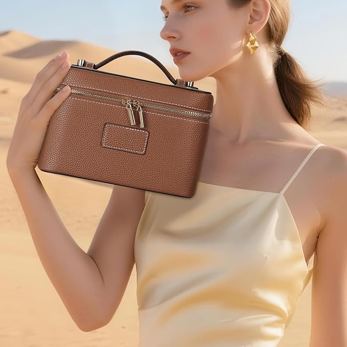 Makeup Bag Vanity Case for Women Leather Cosmetic Bag Travel Toiletry Bags Portable Makeup Organizer Case