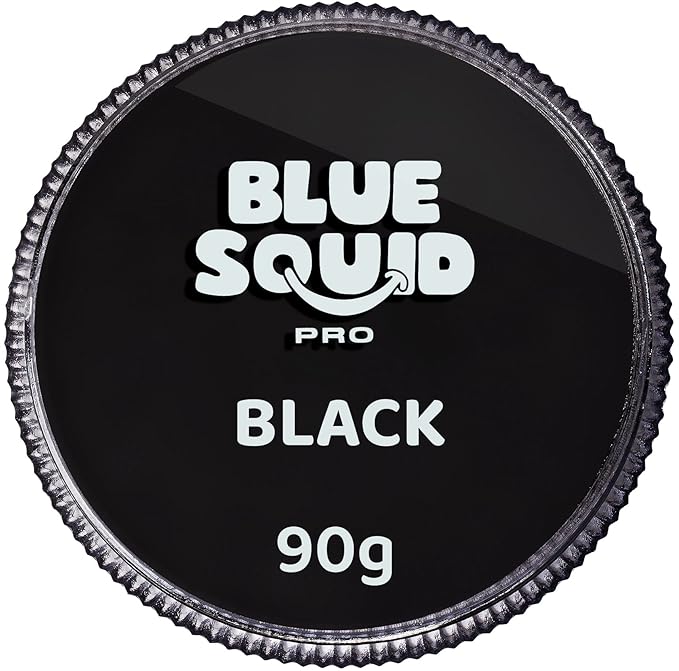Blue Squid PRO Face Paint - Professional Water Based Single Cake Facepaint & Body Paints - SFX Makeup, Kids Adults Face Painting for Costume, Halloween, Cosplay - Classic Black 90g / 3oz