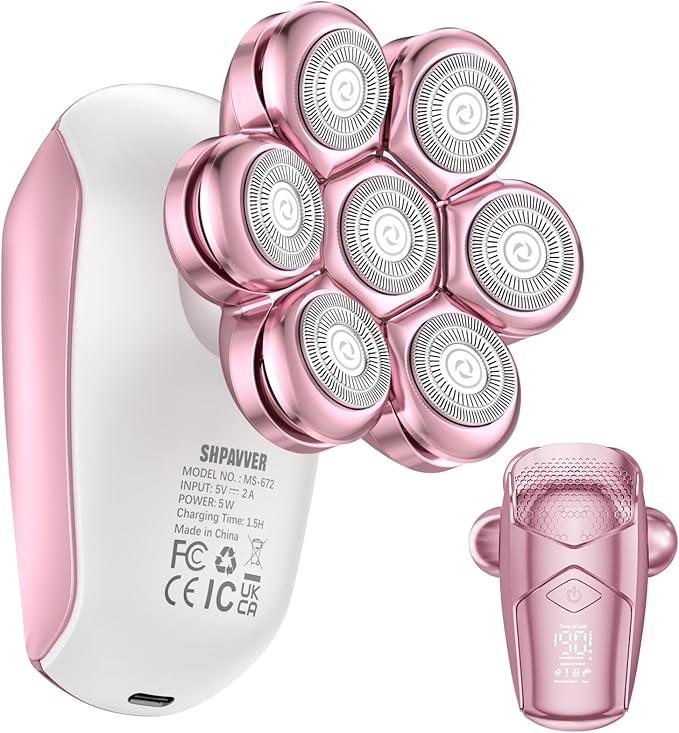 Electric Razors for Women Legs: Rechargeable Body Shaver - Waterproof Wet Dry Hair Remover - Trimmer for Lady Face Underarms (Pink)