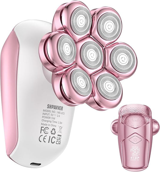 Electric Razors for Women Legs: Rechargeable Body Shaver - Waterproof Wet Dry Hair Remover - Trimmer for Lady Face Underarms (Pink)