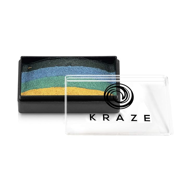 Kraze FX Dome Stroke - Forest (25 gm), Professional 1-Stroke Split Cake, Hypoallergenic, Non-Toxic, Water Activated Face & Body Painting Makeup Supplies for Sensitive Skin, Kid Safe, Adults