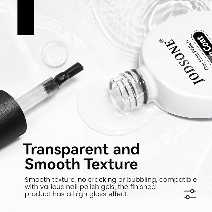 JODSONE 10ML Top Coat Gel Polish High Gloss Shine Finish Long Lasting Gel Nail Polish Professional Manicure Home DIY No Wipe Need U V Lamp Curing