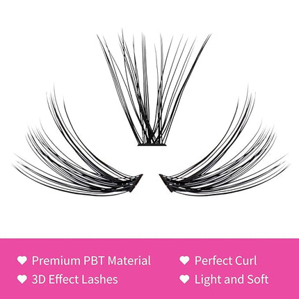 Individual Lashes 240pcs Cluster Lashes 30D+40D DIY Eyelash Extension D Curl 0.07 Natural Individual Lash Extensions False Eyelashes at Home (30D+40D-0.07D, 14mm)